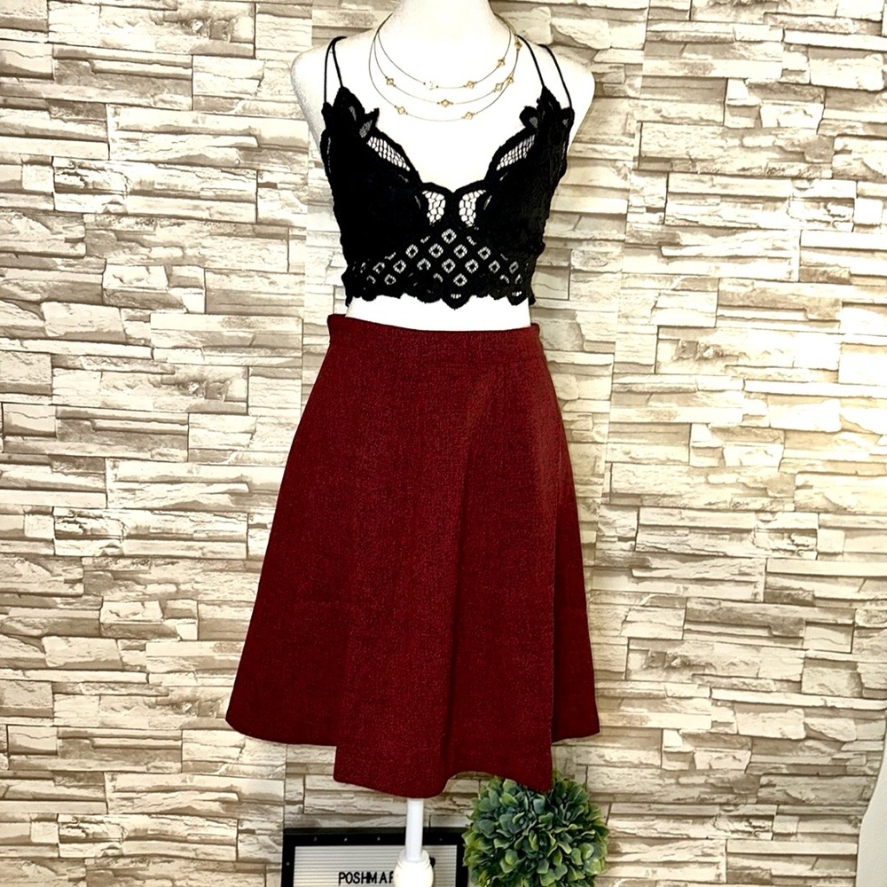 Beulah High Waist Textured Flare Skirt